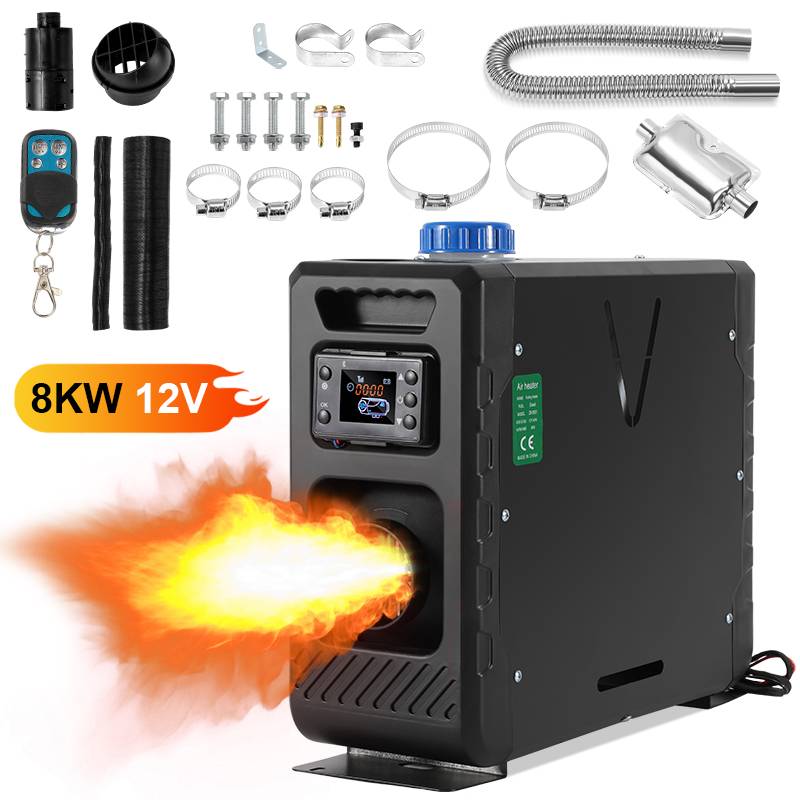 Diesel Standheizung 12V 8KW All-in-One Bluetooth-Steuerung Air Diesel Lufterhitzer für PKW LKW Wohnmobil mit LCD Schalter Schwarz