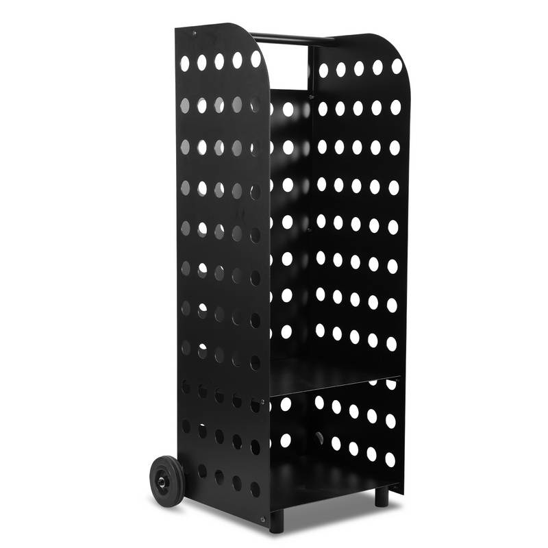 Kaminholzwagen Kaminholzregal 112x42x35cm 60kg Metall XL Kaminholzkorb mit Rollen Schwarz