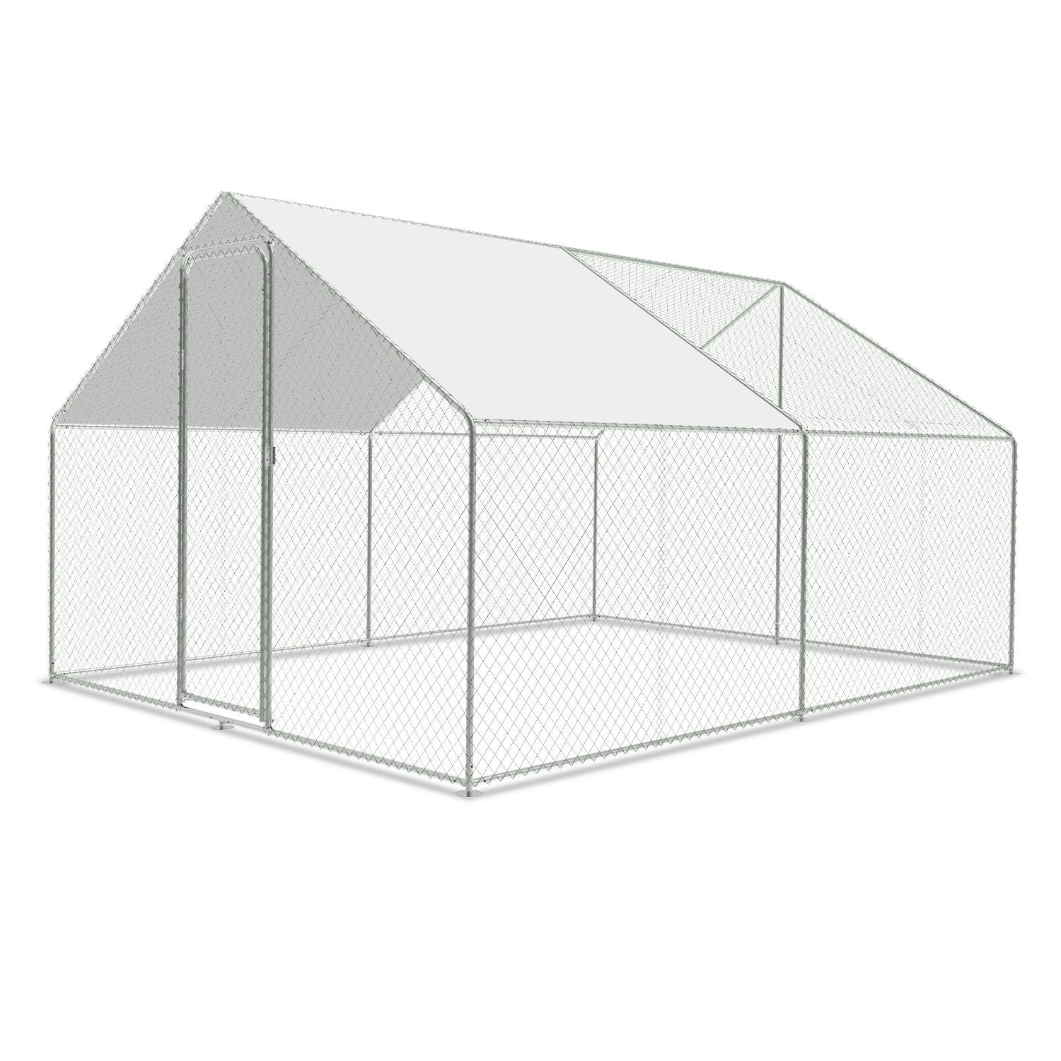 Freilaufgehege – Hühnerstall aus Metall begehbar, Tür & Riegel – Freigehege für Hühner, Kleintiere & Pflanzen - 3x3x2m mit 9 m² Lauffläche