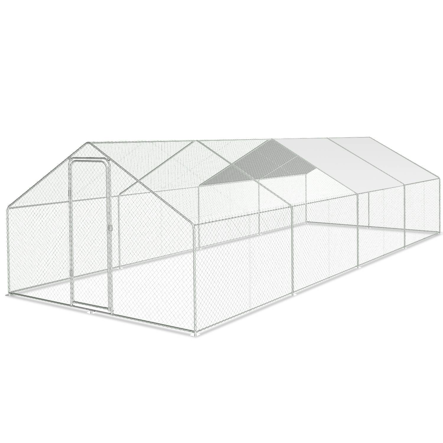 Freilaufgehege – Hühnerstall aus Metall begehbar, Tür & Riegel – Freigehege für Hühner, Kleintiere & Pflanzen - 3x8x2m mit 24 m² Lauffläche