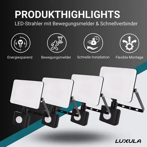 LUXULA LED-Fluter mit Bewegungsmelder, EEK: F, 20W, 2000lm, 4000K, IP44,, weiß LUXULA LED-Fluter mit Bewegungsmelder, EEK: F, 20W, 2000lm, 4000K, IP44,, weiß