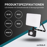LUXULA LED-Fluter mit Bewegungsmelder, EEK: F, 20W, 2000lm, 4000K, IP44,, weiß LUXULA LED-Fluter mit Bewegungsmelder, EEK: F, 20W, 2000lm, 4000K, IP44,, weiß
