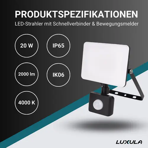 LUXULA LED-Fluter mit Bewegungsmelder, EEK: F, 20W, 2000lm, 4000K, IP44,, weiß LUXULA LED-Fluter mit Bewegungsmelder, EEK: F, 20W, 2000lm, 4000K, IP44,, weiß