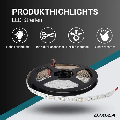 LUXULA LED-Strip, 5 m, neutralweiß, EEK: F, 24 V, 4500 K, 120-LED/m LUXULA LED-Strip, 5 m, neutralweiß, EEK: F, 24 V, 4500 K, 120-LED/m