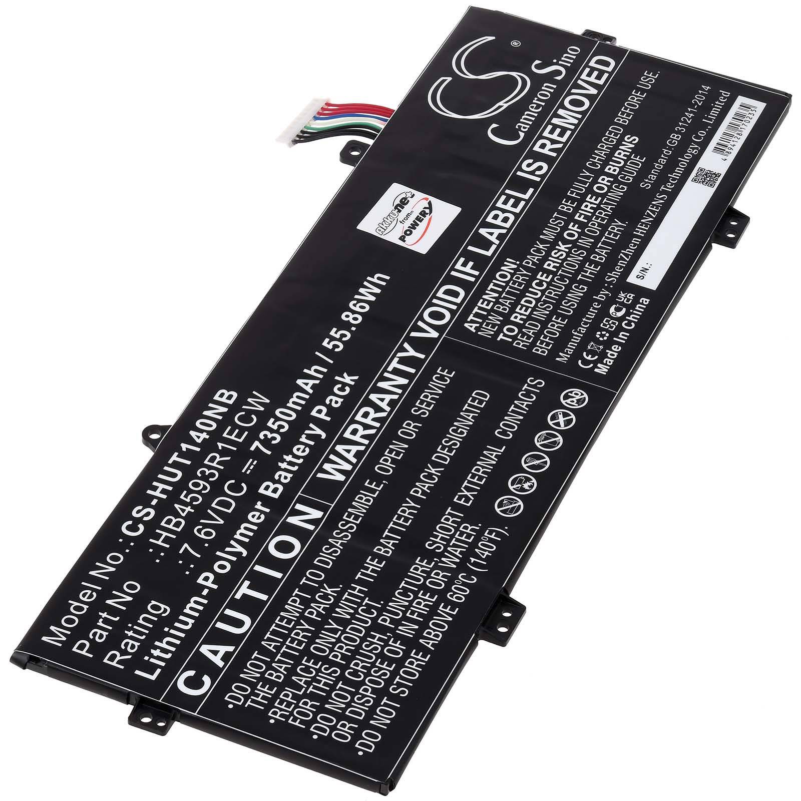 Powery Akku für Huawei MagicBook i5-8250U 256GB Laptop, 7,6V, Li-Polymer