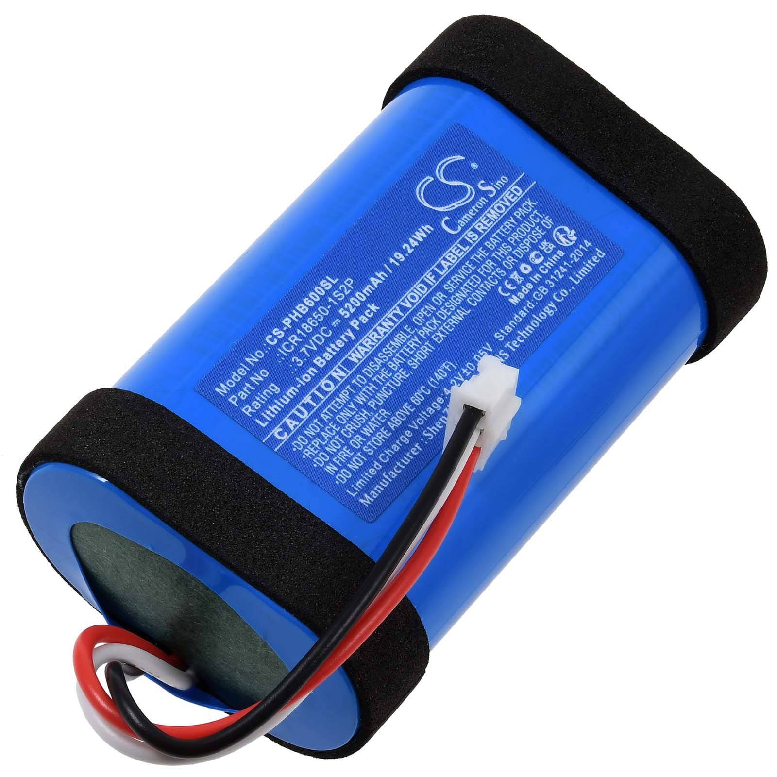 Powery Akku kompatibel mit Philips Typ ICR18650-1S2P, 3,7V, Li-Ion