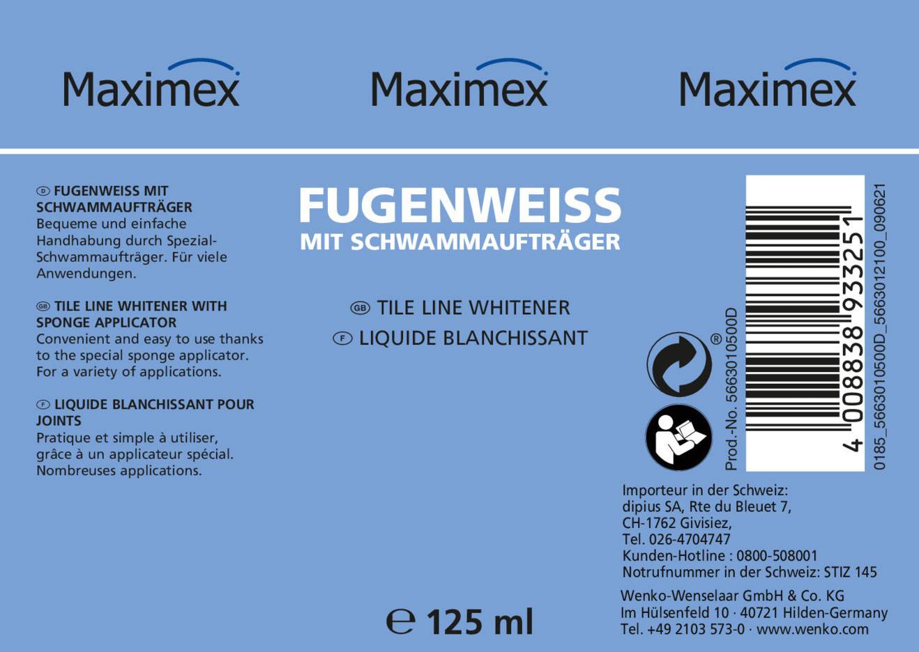 Maximex Fugenweiß 2x125 ml