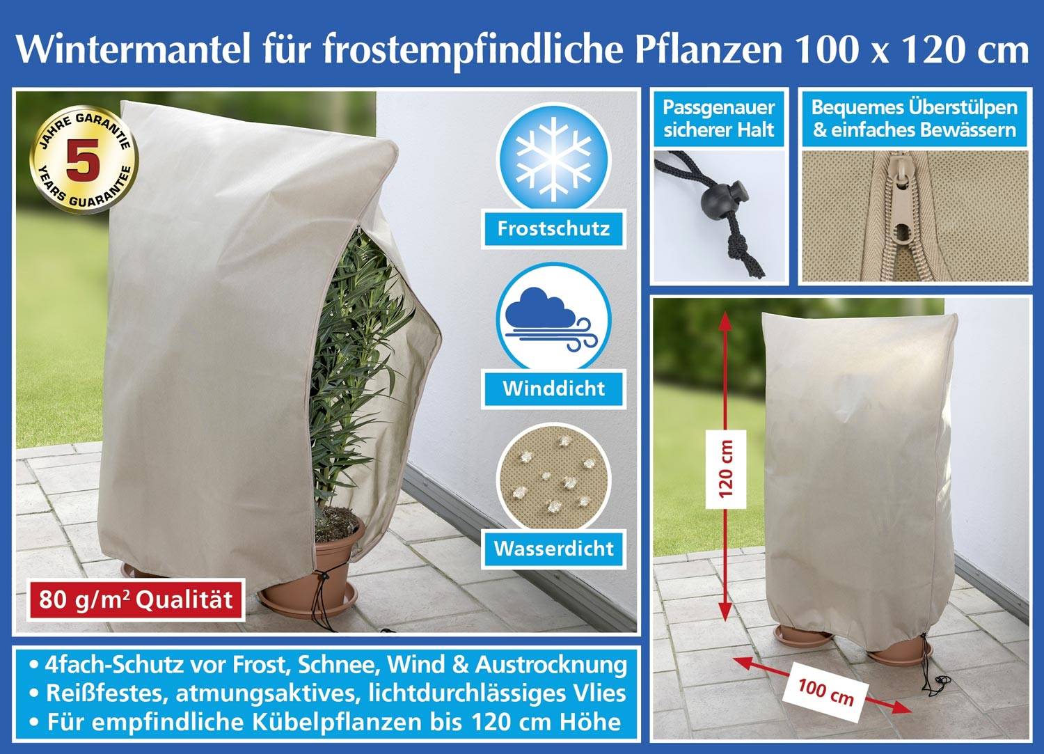 Maximex Pflanzen-Schutz beige, 100x120cm