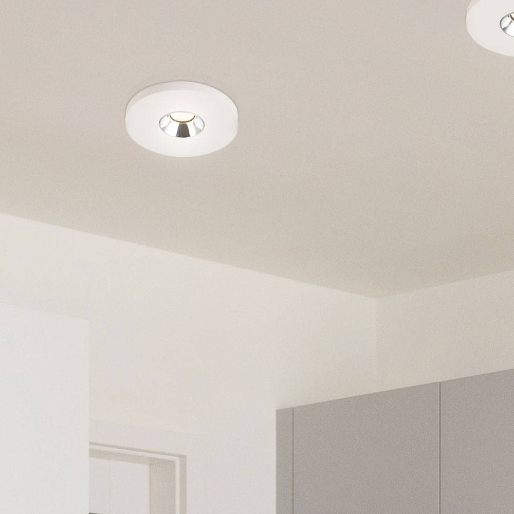 Einbaustrahler Gips weiß Einbauleuchte Küchenlampe Deckenleuchte Einbaulampe, Chrom, LED 4,2W 200Lm warmweiß, DxH 9x6 cm, 2er Set
