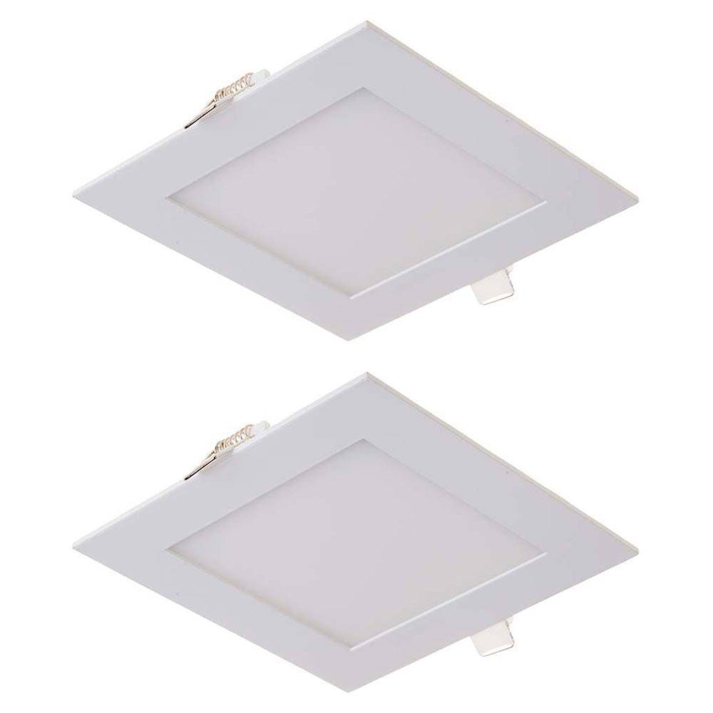 Deckenleuchte Einbaulampe Deckenpanel Wohnzimmerleuchte Flurlampe Büroleuchte, Kunststoff weiß, LED 8W 480 Lm 4000K neutralweiß, L 12 cm, 2er Set