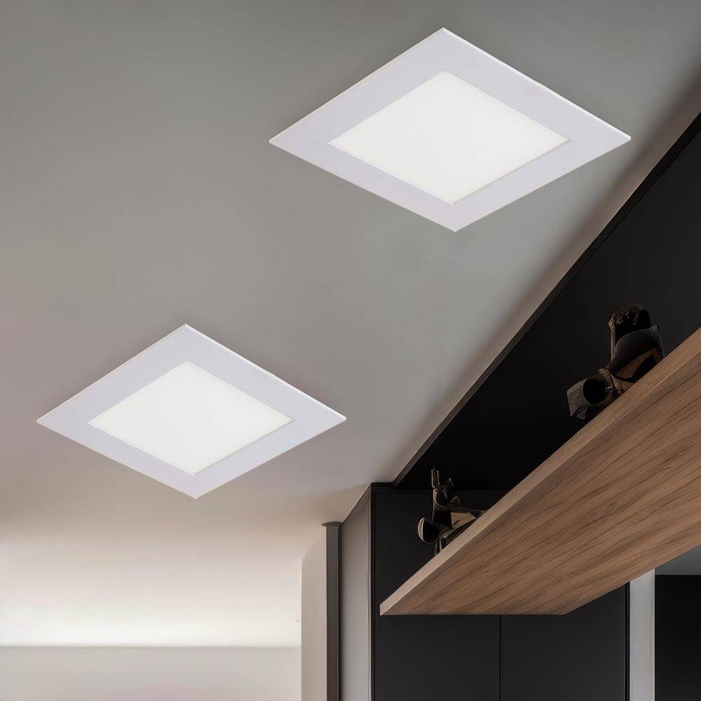 Deckenleuchte Einbaulampe Deckenpanel Wohnzimmerleuchte Flurlampe Büroleuchte, Kunststoff weiß, LED 8W 480 Lm 4000K neutralweiß, L 12 cm, 2er Set