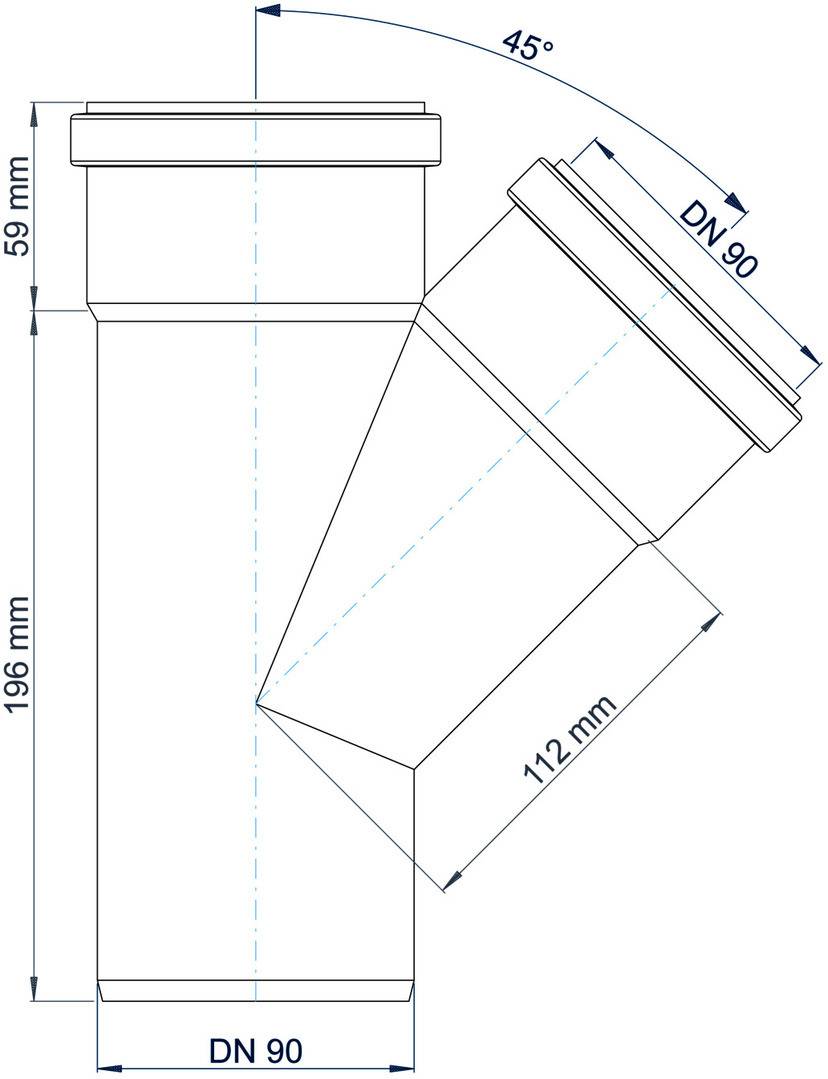 Abzweig PKEA Polo-Kal NG DN 90/90 45Grad
