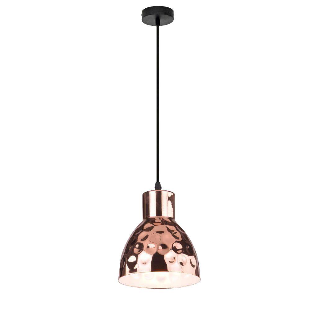 Hängeleuchte mit Fernbedienung dimmbar Esszimmerleuchte Hammerschlag Optik rosegold Pendelleuchte Metall Retro, RGB LED 8,5W 806Lm warmweiß, DxH 15x