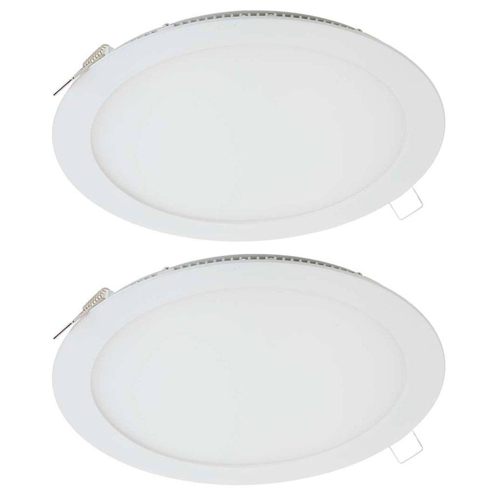 Deckenleuchte Einbaupanel Wohnzimmerlampe Einbauleuchte Flurlampe Küchenleuchte, Kunststoff weiß, LED 8W 800Lm 6000K kaltweiß, D 14,5 cm, 2er Set