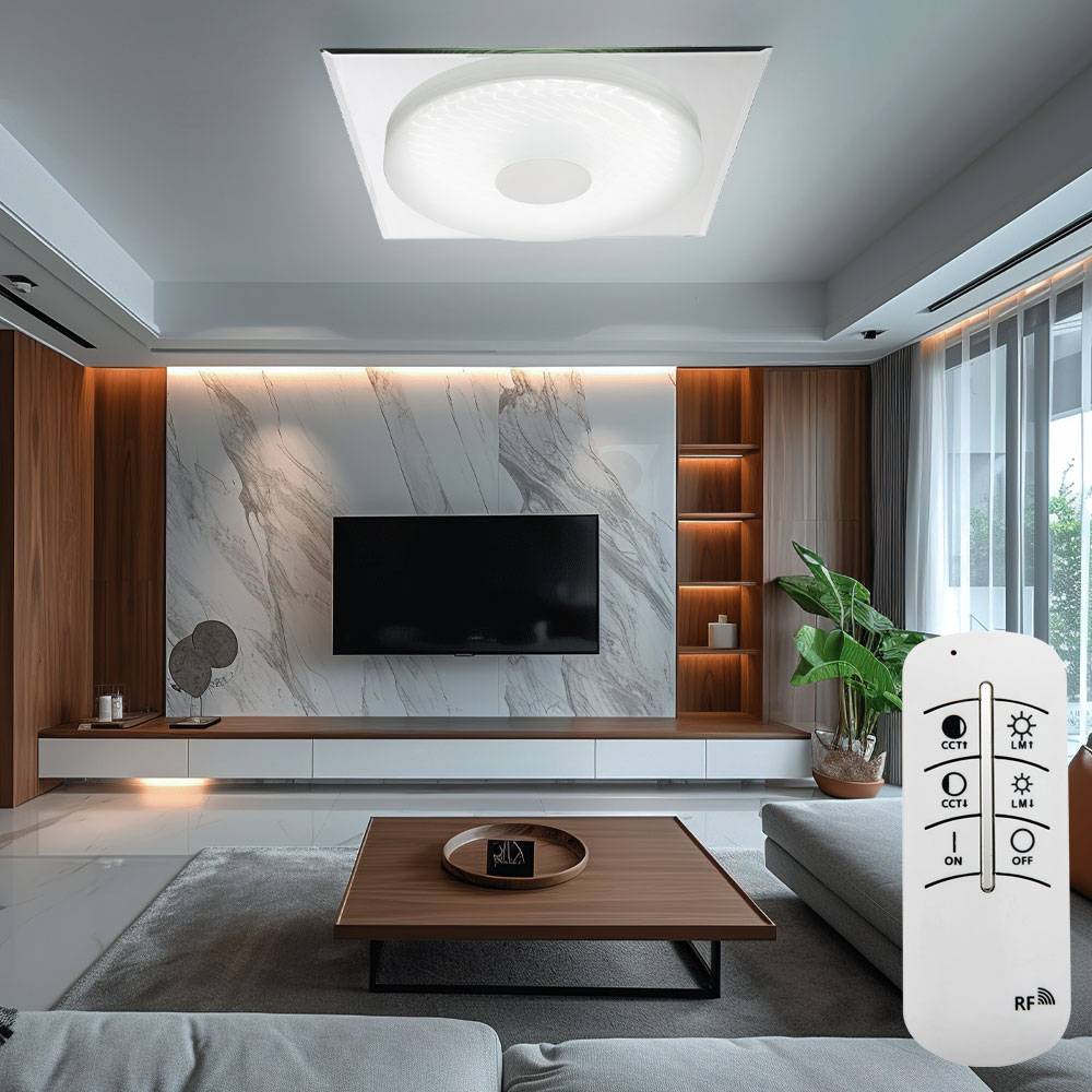 Deckenlampe Wohnzimmerleuchte Deckenleuchte Esszimmerlampe Flurleuchte Küchenlampe, dimmbar Fernbedienung CCT 3D Effekt, LED 24W 2000Lm 3000K 4500K