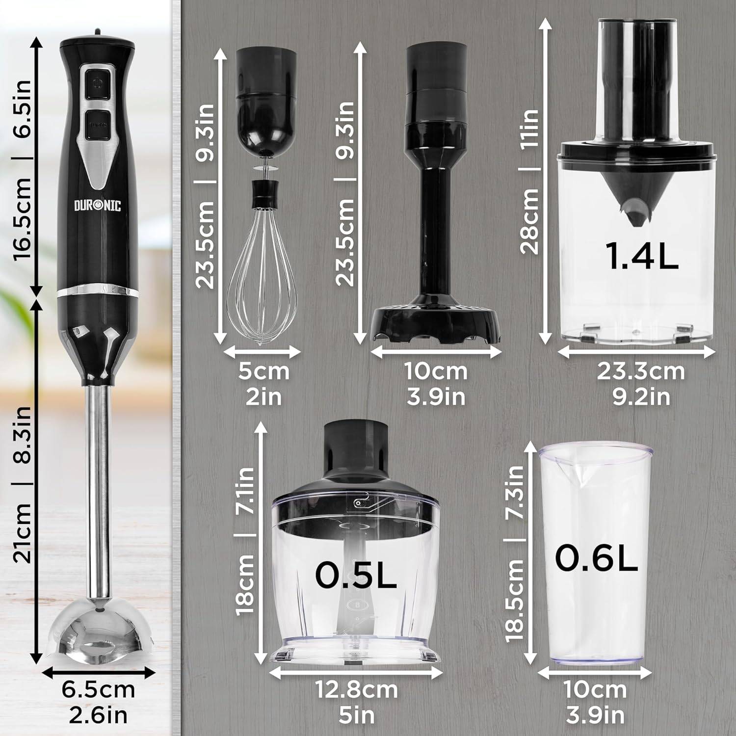 Duronic HB35 Stabmixer elektrisch, Pürierstab 350W, Edelstahl Rührstab, Handrührgerät, Hand Blender