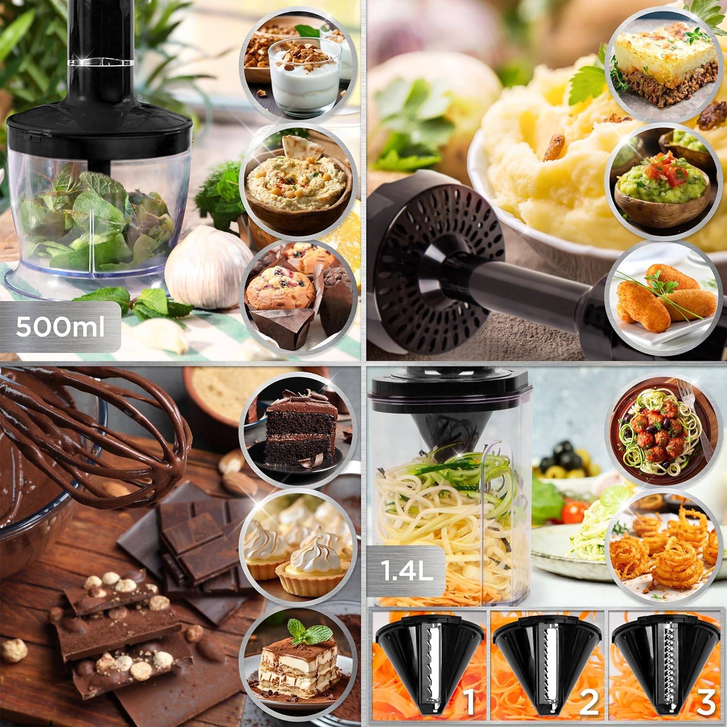 Duronic HB35 Stabmixer elektrisch, Pürierstab 350W, Edelstahl Rührstab, Handrührgerät, Hand Blender