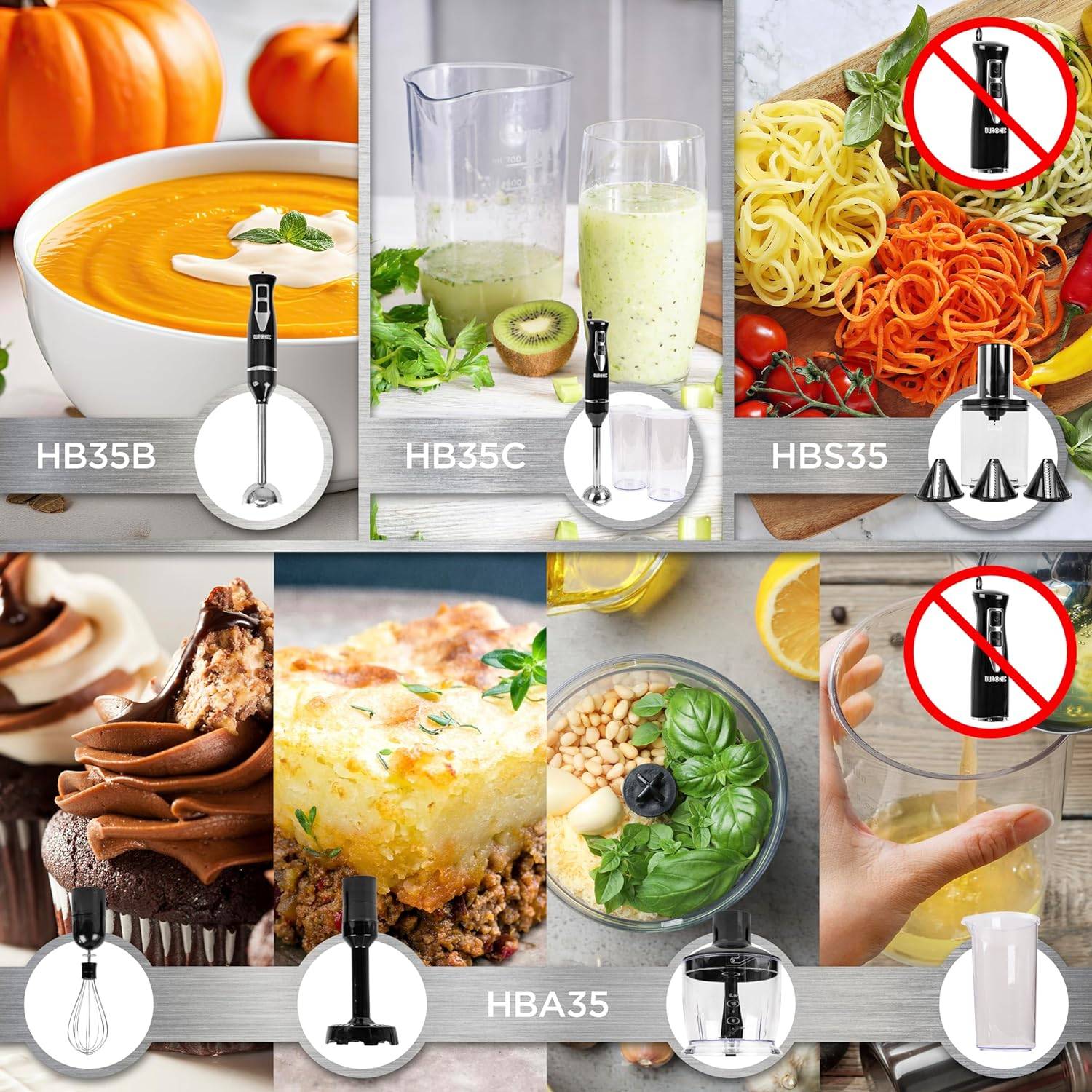 Duronic HB35B Stabmixer elektrisch, Pürierstab 350W, Edelstahl Rührstab, Handrührgerät, Hand Blender