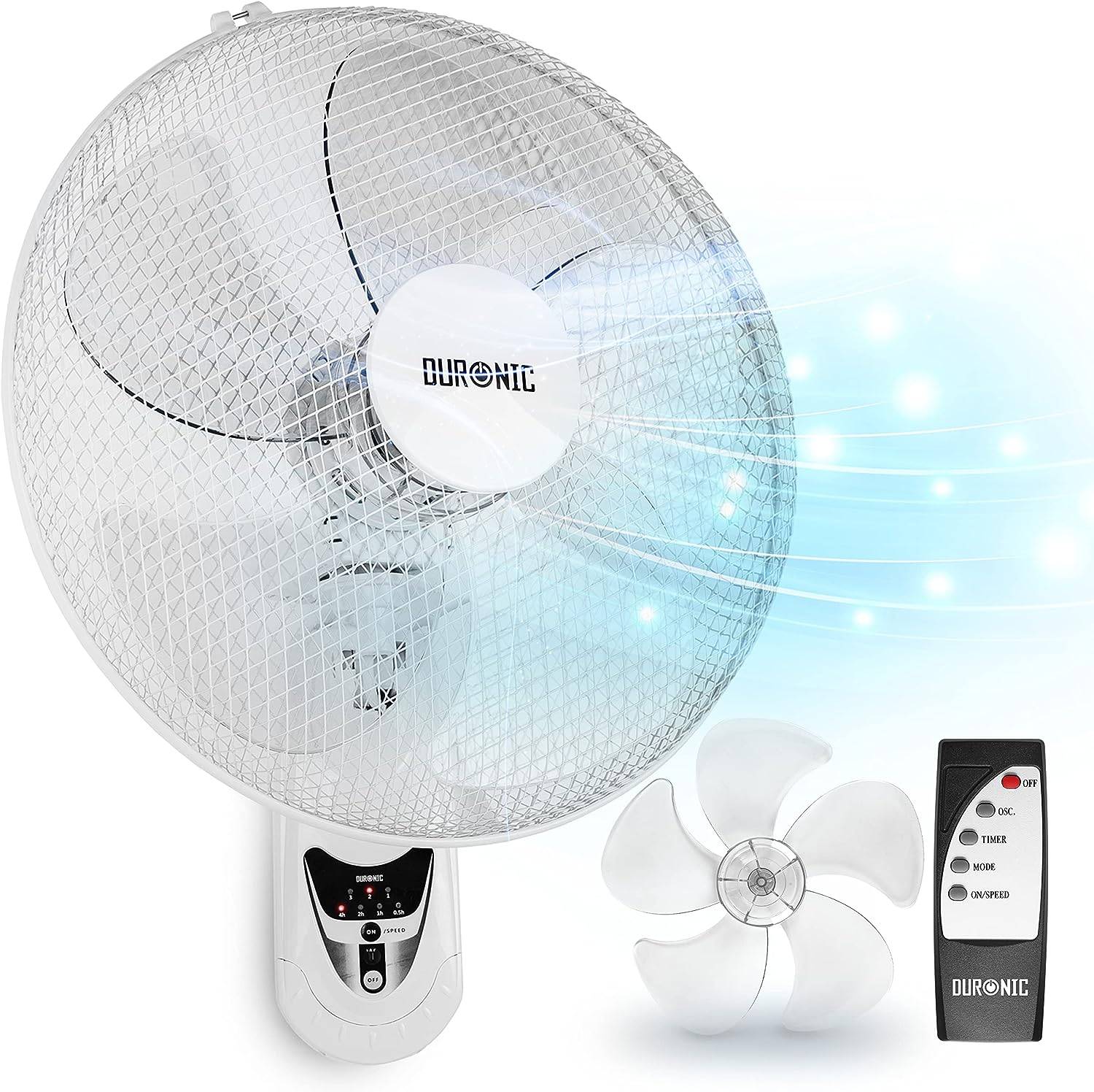 Duronic FN55 WE Wandventilator 60W, Durchmesser 40 cm, Ventilator mit Timer und Fernbedienung