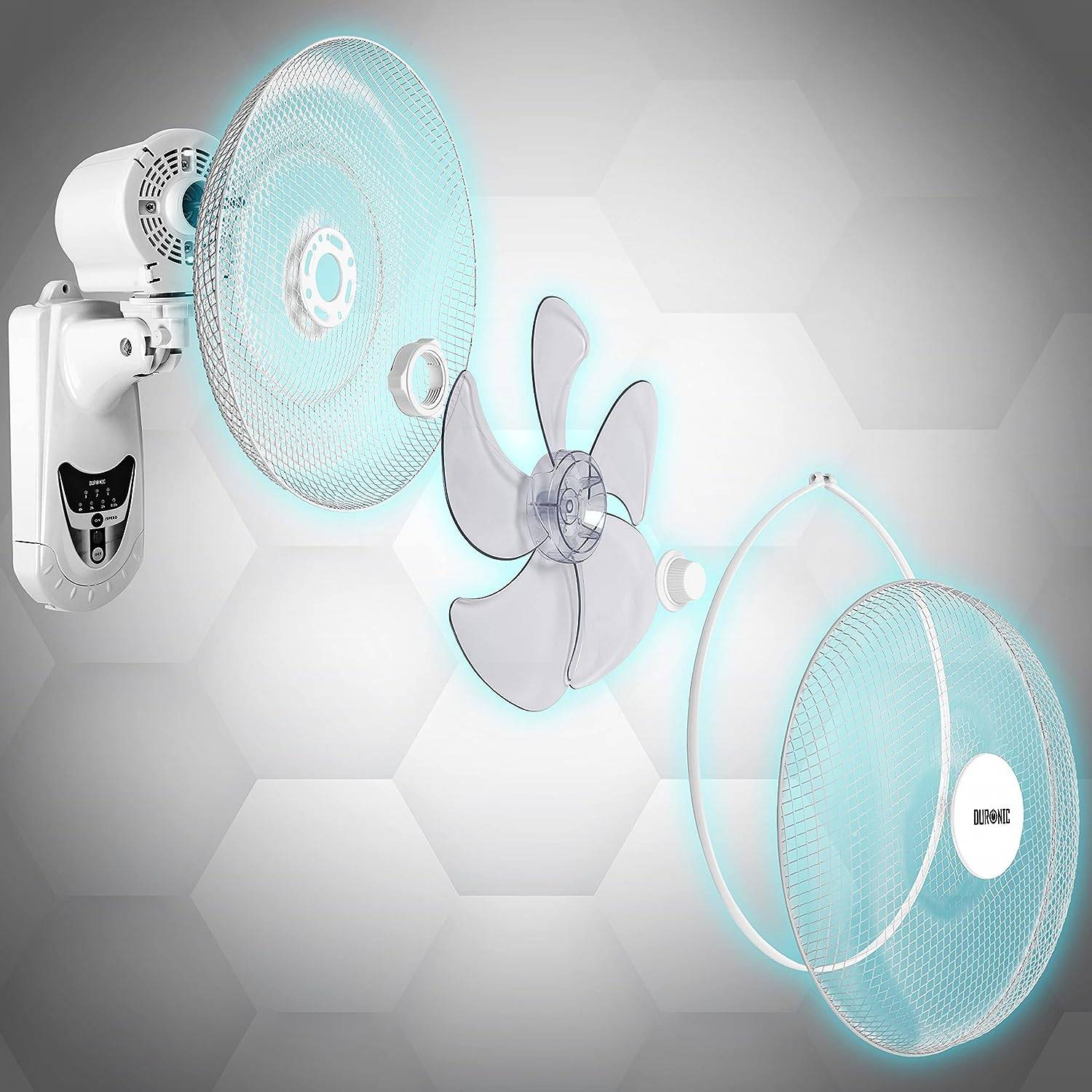 Duronic FN55 WE Wandventilator 60W, Durchmesser 40 cm, Ventilator mit Timer und Fernbedienung