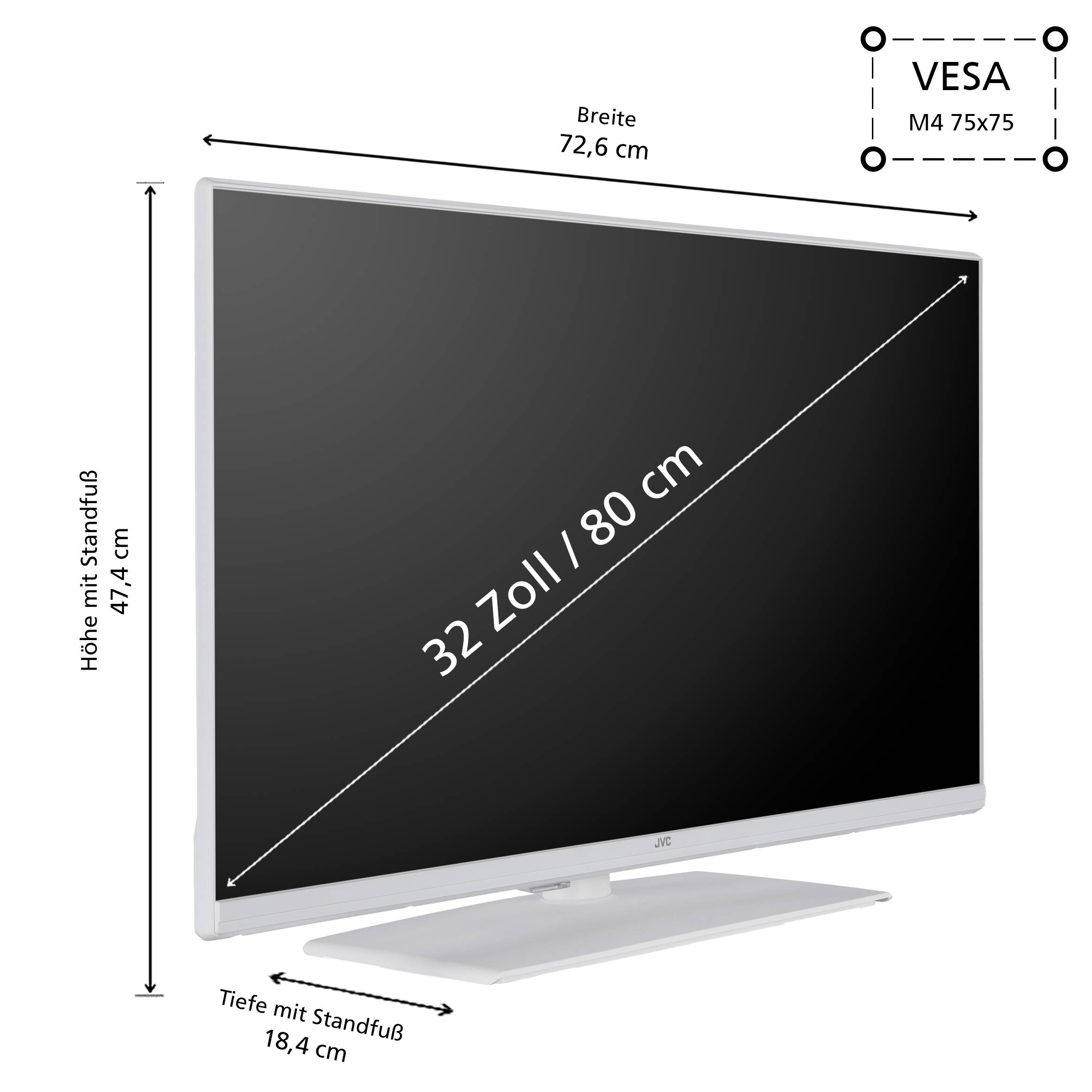 JVC LT-32VF5355W Fernseher 32 Zoll Smart TV by TiVo Full HD, HDR, Triple Tuner, 6 Monate HD+ (2026)