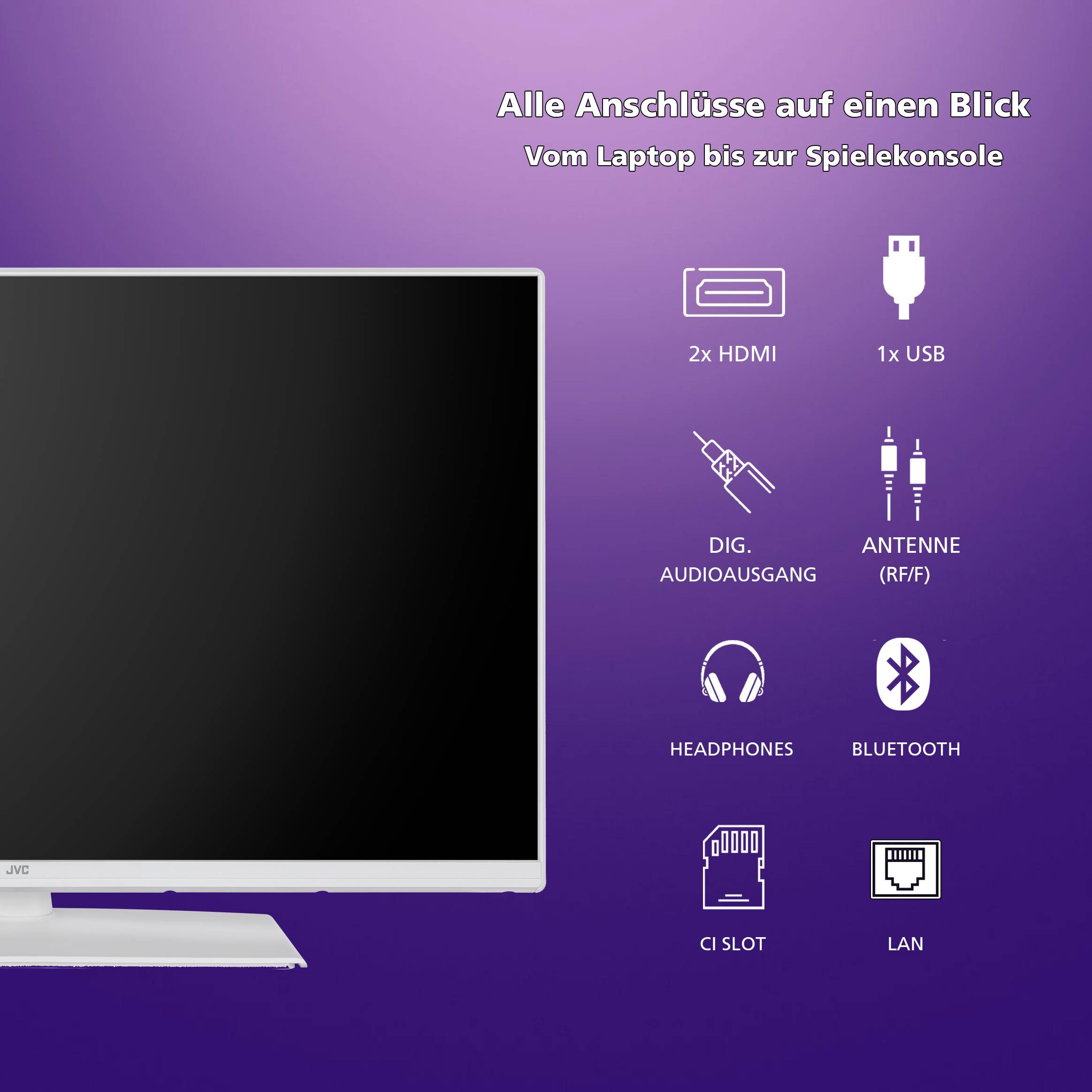 JVC LT-32VF5355W Fernseher 32 Zoll Smart TV by TiVo Full HD, HDR, Triple Tuner, 6 Monate HD+ (2026)