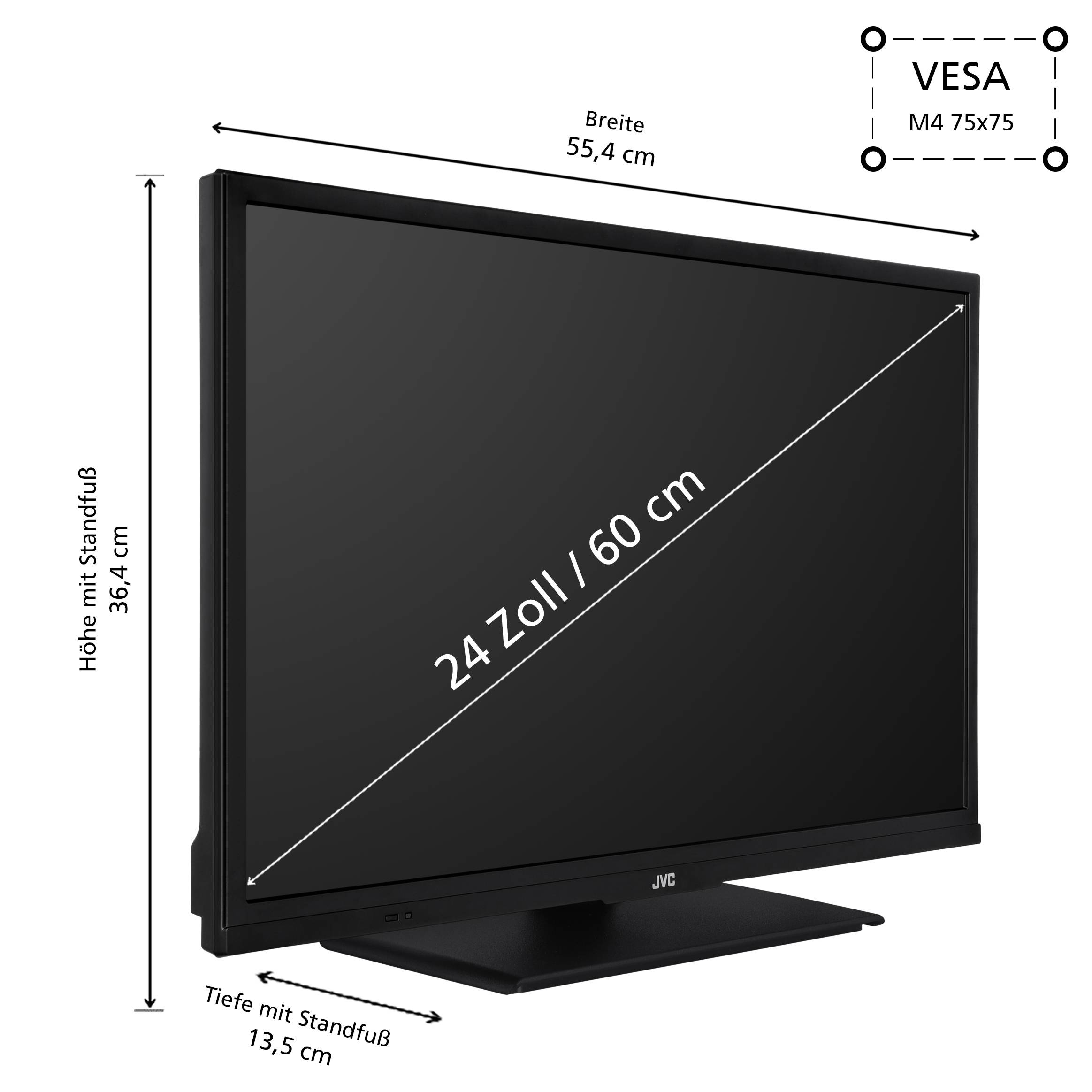 JVC LT-24VH5455 Fernseher 24 Zoll Smart TV by TiVo HD-Ready, HDR, Triple-Tuner, 6 Monate HD+ (2026)