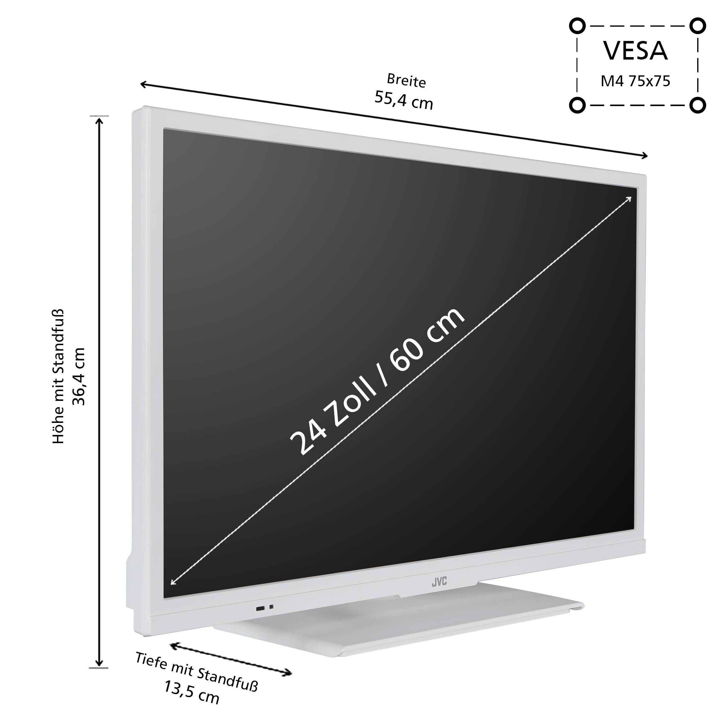 JVC LT-24VH5455W 24 Zoll Fernseher Smart TV Powered by TiVo (HD-Ready, HDR, Triple-Tuner, 6 Monate HD+ inkl.)