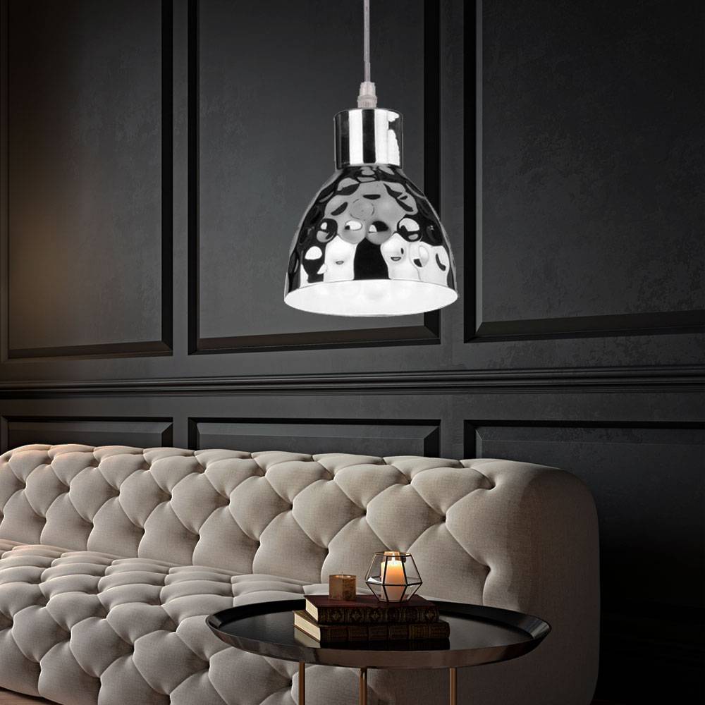 Hängelampe dimmbar mit Fernbedienung Hammerschlag Wohnzimmerleuchte LED Pendellampe, RGB Farbwechsel, Metall, 8,5W 806lm warmweiß, DxH 15 x 100 cm