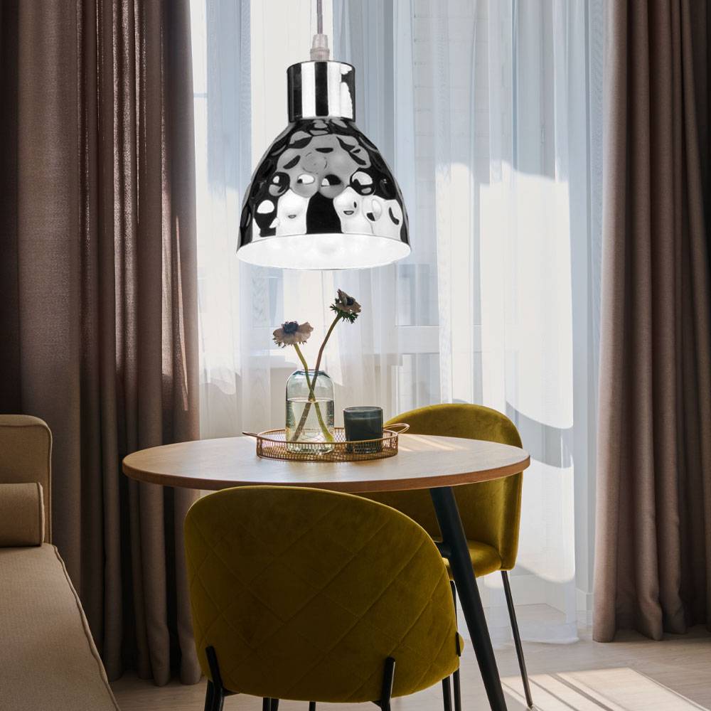 Hängelampe dimmbar mit Fernbedienung Hammerschlag Wohnzimmerleuchte LED Pendellampe, RGB Farbwechsel, Metall, 8,5W 806lm warmweiß, DxH 15 x 100 cm