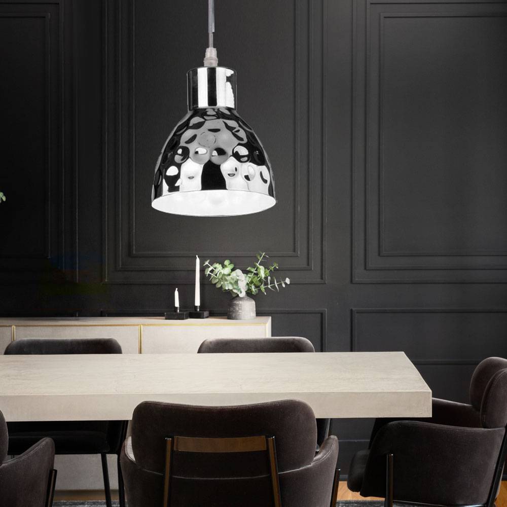 Hängelampe dimmbar mit Fernbedienung Hammerschlag Wohnzimmerleuchte LED Pendellampe, RGB Farbwechsel, Metall, 8,5W 806lm warmweiß, DxH 15 x 100 cm