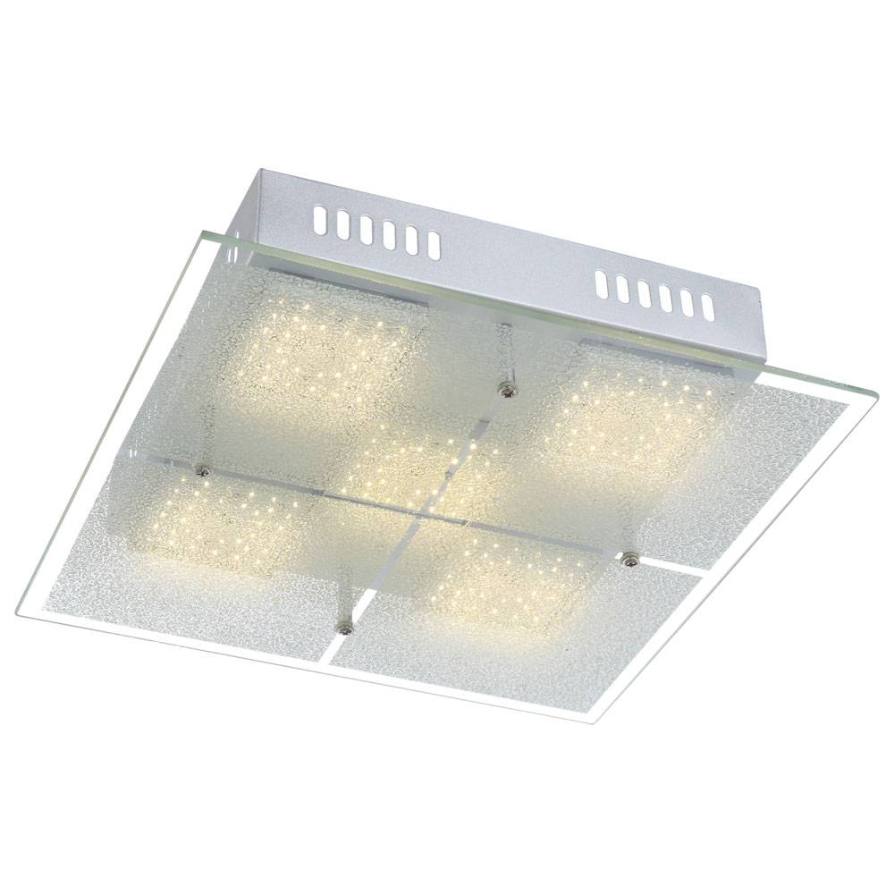 Deckenlampe Wohnzimmerleuchte Esszimmerlampe Deckenleuchte Flurlampe Küchenleuchte, Metall Chrom Glas satiniert, LED 3,5W 280Lm 3000K warmweiß, L 28