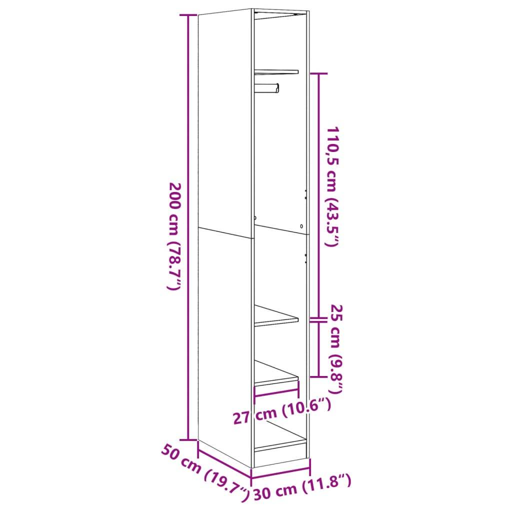 vidaXL Kleiderschrank Sonoma-Eiche 30x50x200 cm Holzwerkstoff