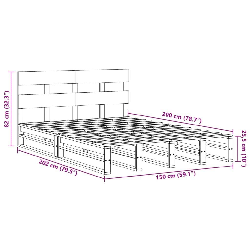 vidaXL Massivholzbett ohne Matratze Weiß 150x200 cm Kiefernholz