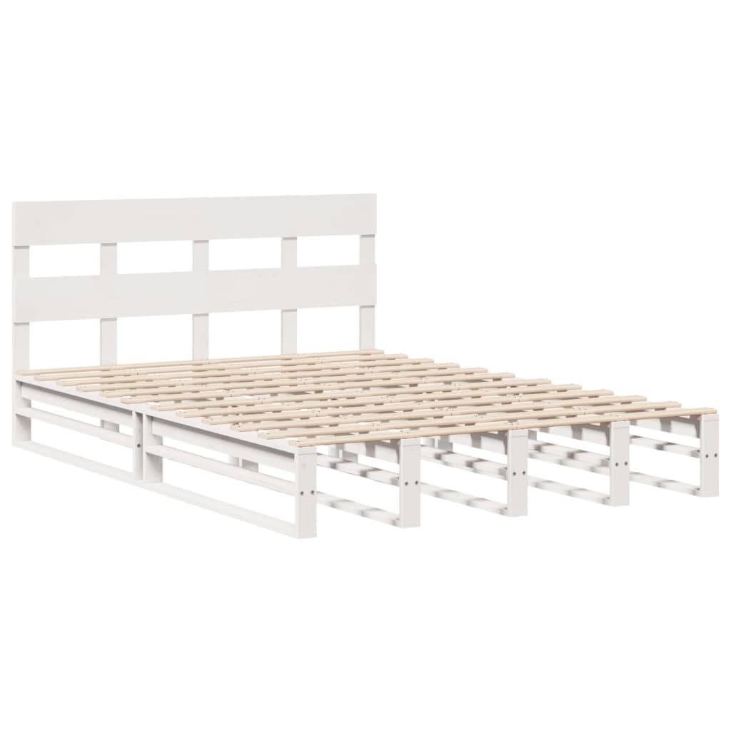 vidaXL Massivholzbett ohne Matratze Weiß 160x200 Kiefernholz