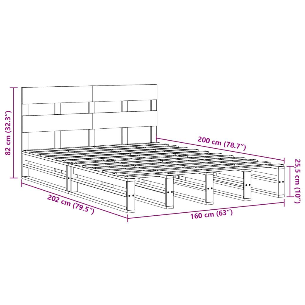 vidaXL Massivholzbett ohne Matratze Weiß 160x200 Kiefernholz