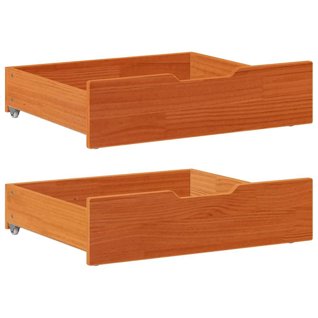 vidaXL Bettschubladen 2 Stk. Wachsbraun 65x55x17 cm Massivholz Kiefer