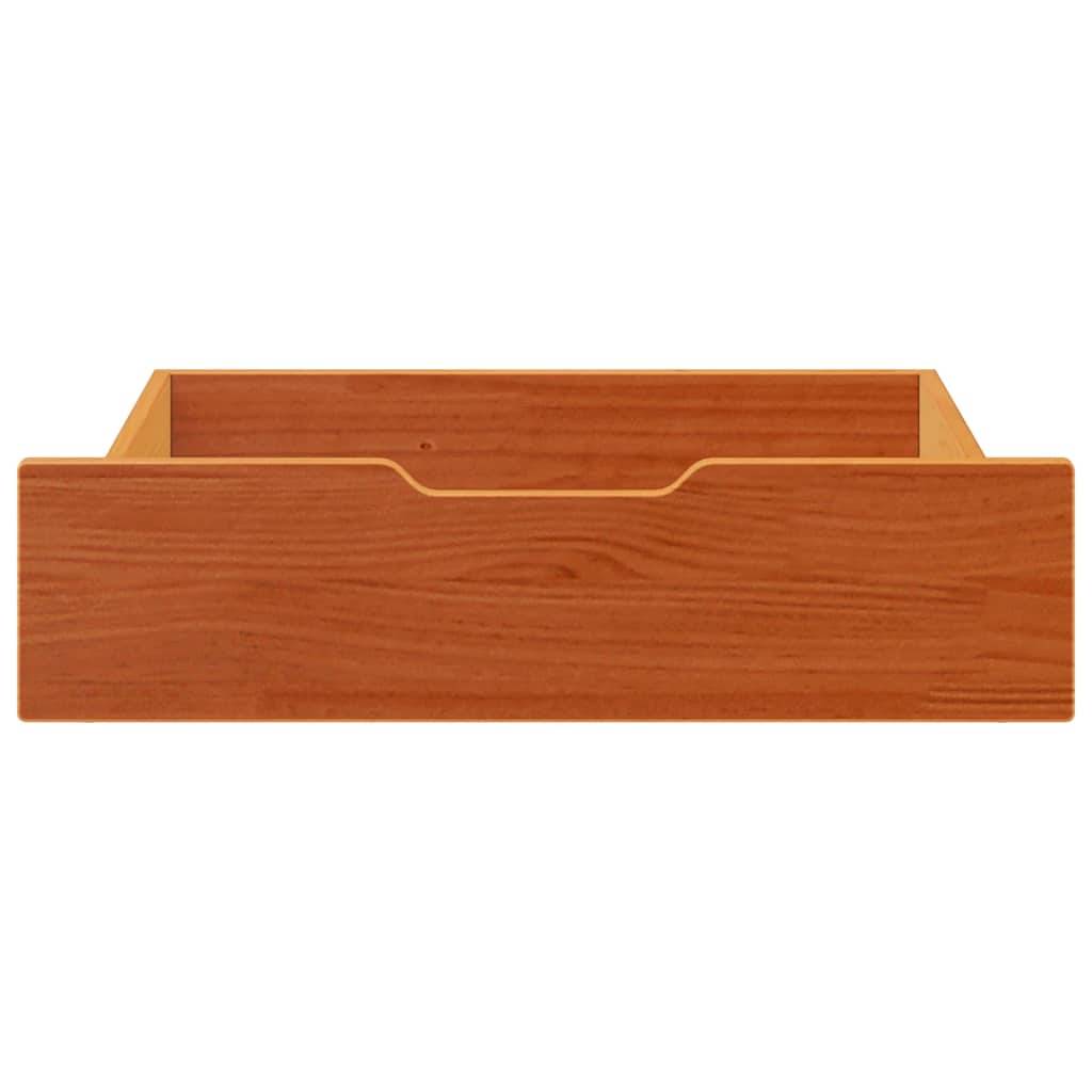 vidaXL Bettschubladen 2 Stk. Wachsbraun 65x55x17 cm Massivholz Kiefer