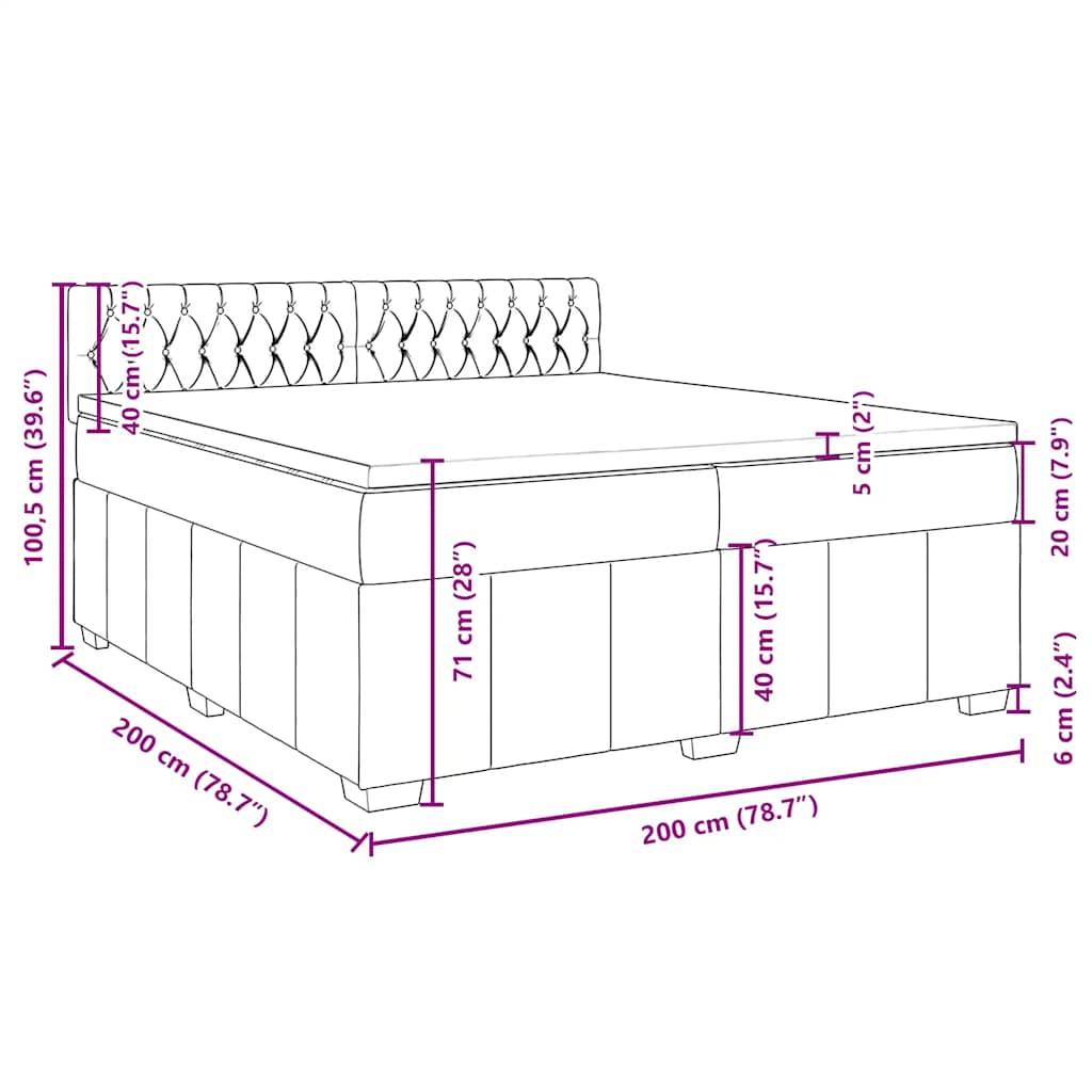 vidaXL Boxspringbett mit Matratze Schwarz 200x200 cm Stoff