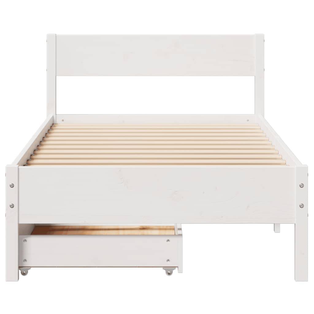 vidaXL Massivholzbett ohne Matratze Weiß 75x190 cm Kiefernholz
