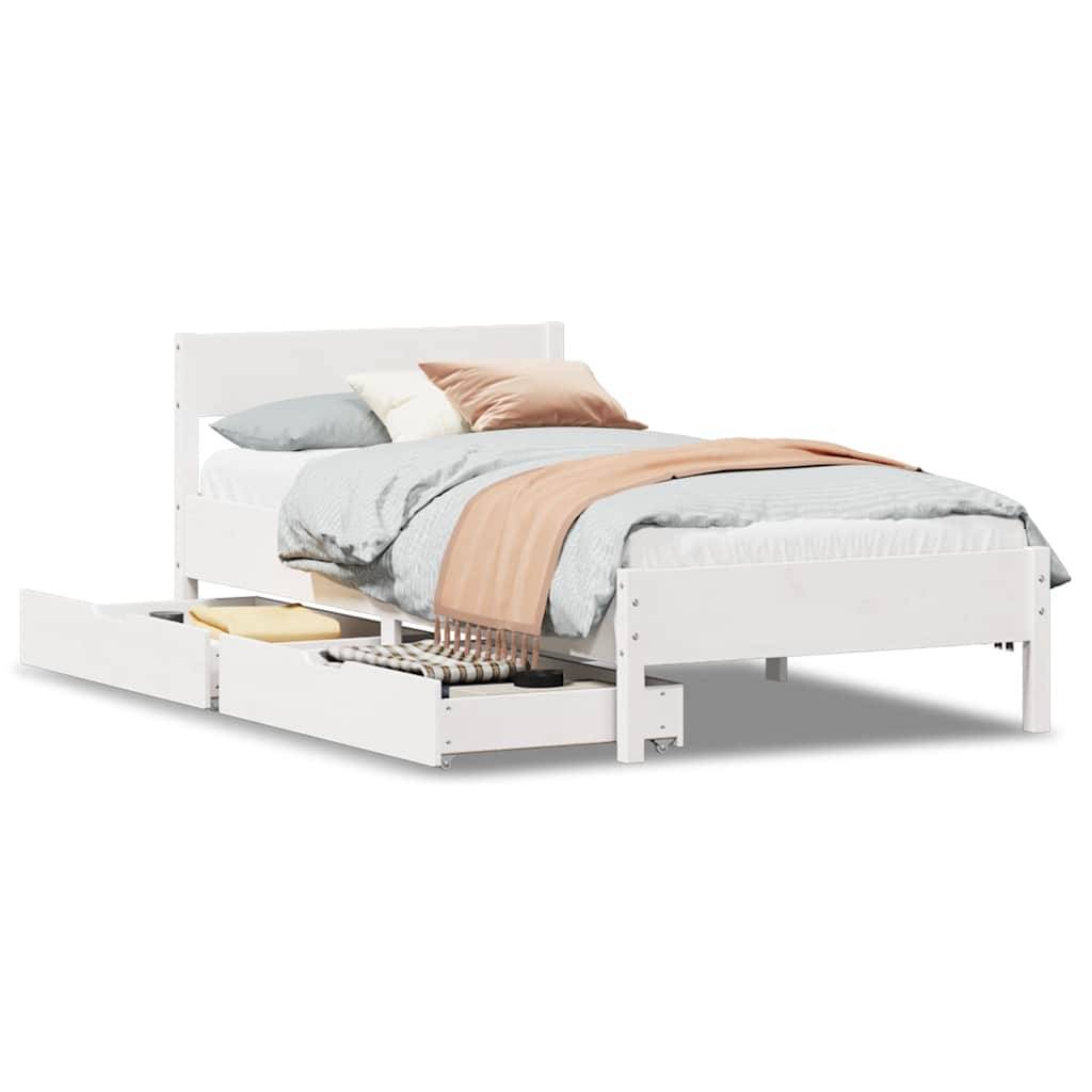 vidaXL Massivholzbett ohne Matratze Weiß 75x190 cm Kiefernholz
