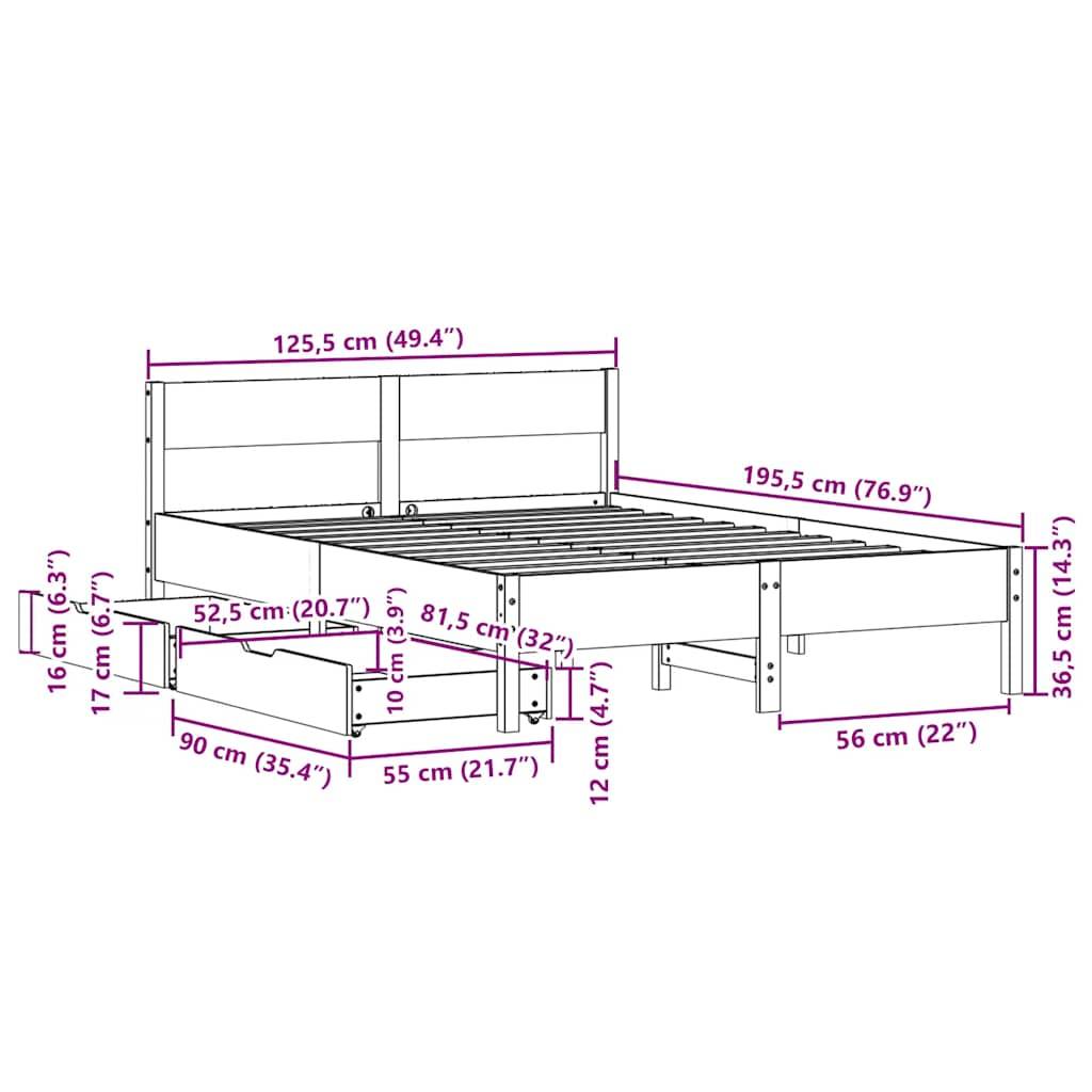 vidaXL Massivholzbett ohne Matratze Weiß 120x190 cm Kiefernholz