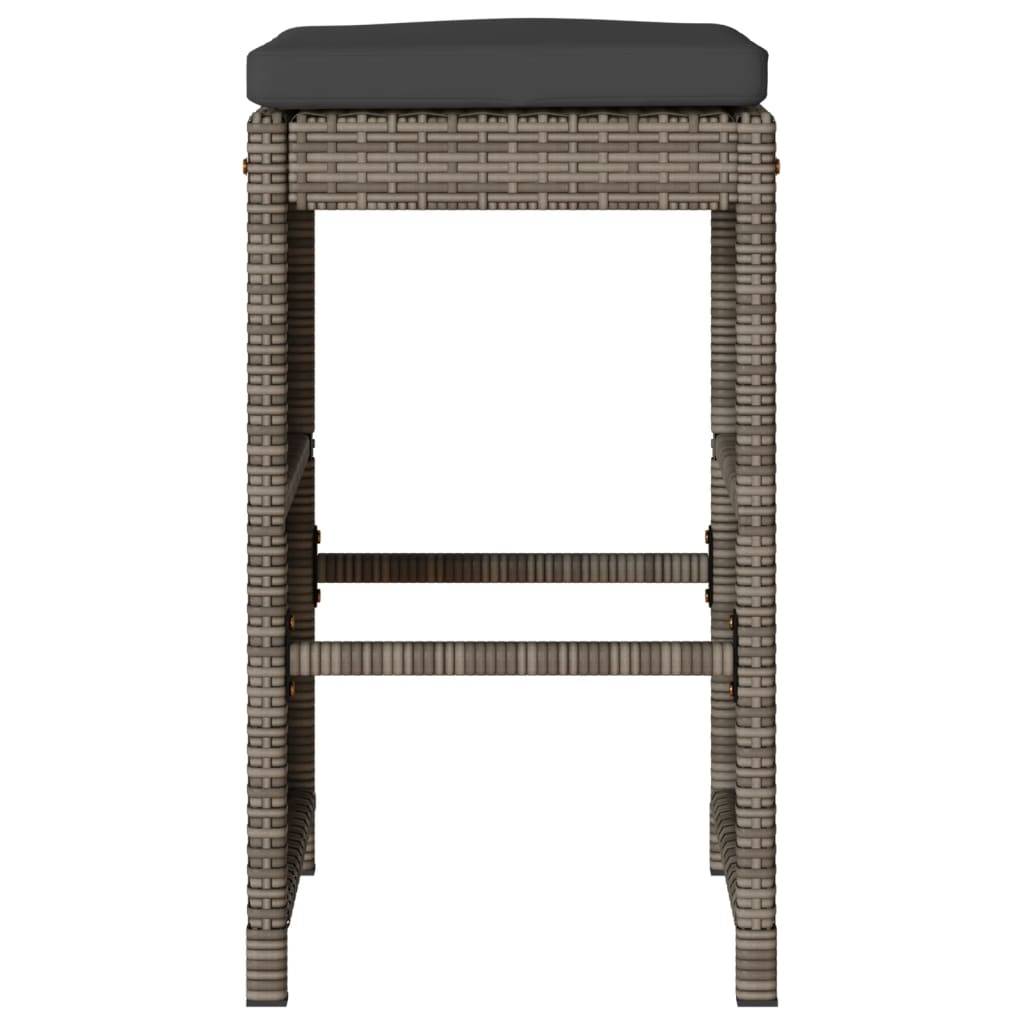 vidaXL Garten-Barhocker mit Kissen 4 Stk. Grau Poly Rattan