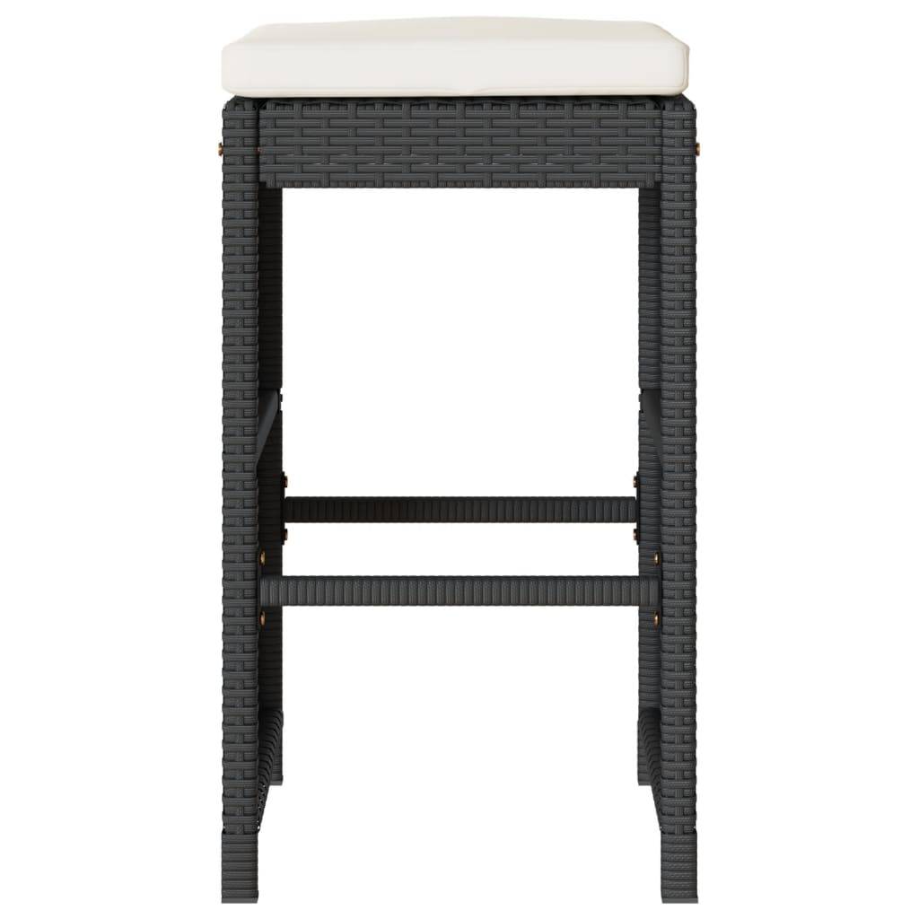 vidaXL Garten-Barhocker mit Kissen 4 Stk. Schwarz Poly Rattan