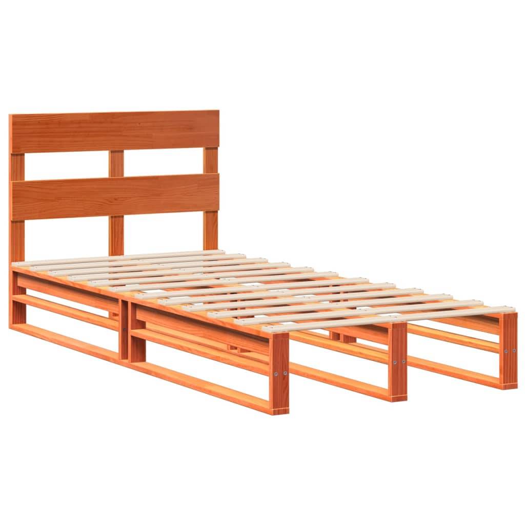 vidaXL Massivholzbett ohne Matratze Wachsbraun 90x200 Kiefernholz