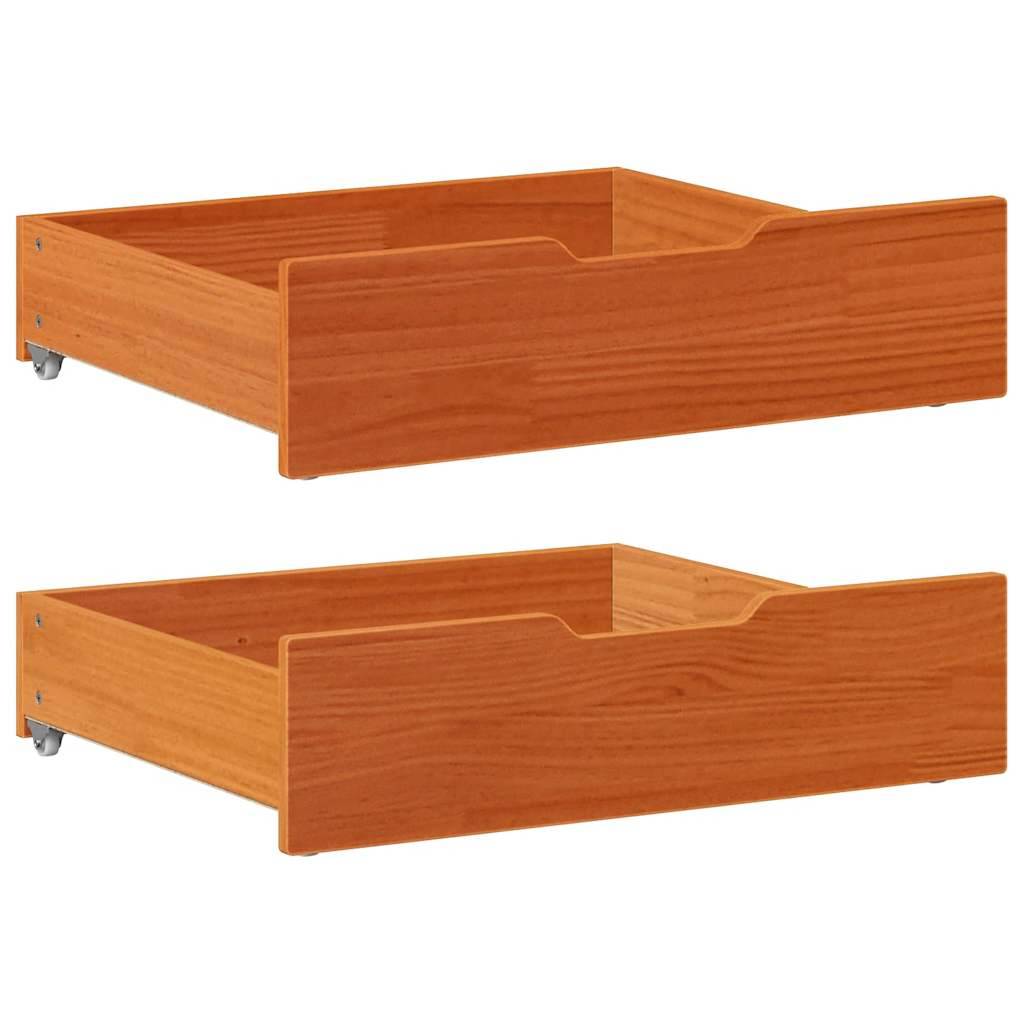 vidaXL Bettschubladen 2 Stk. Wachsbraun 75x55x17 cm Massivholz Kiefer