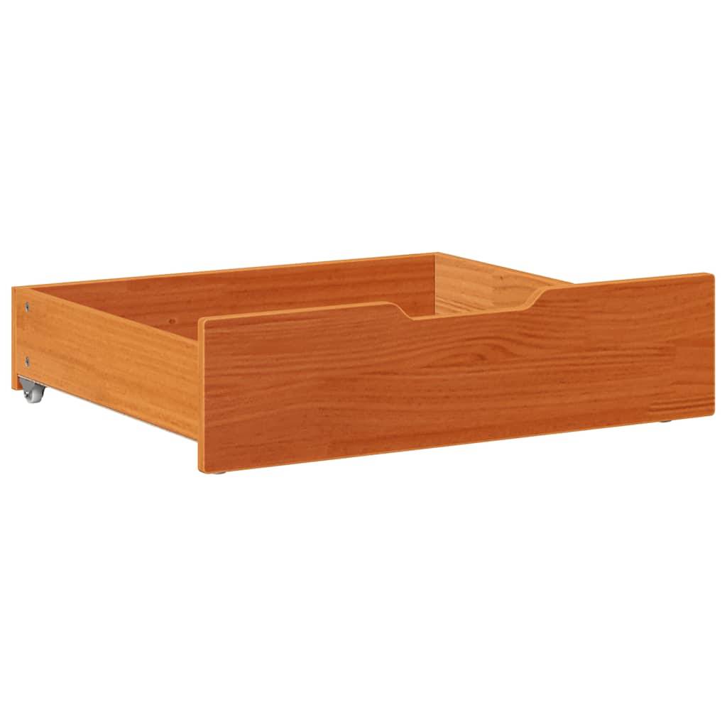 vidaXL Bettschubladen 2 Stk. Wachsbraun 75x55x17 cm Massivholz Kiefer