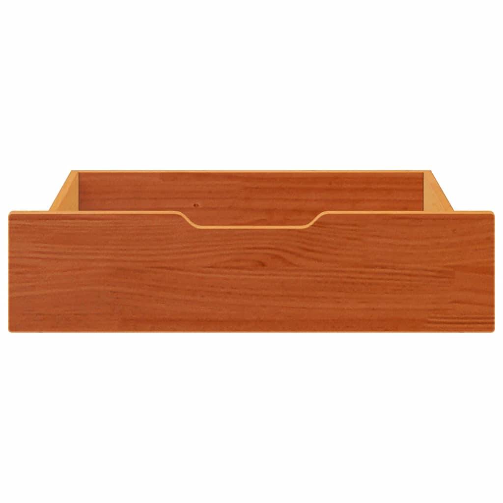 vidaXL Bettschubladen 2 Stk. Wachsbraun 75x55x17 cm Massivholz Kiefer