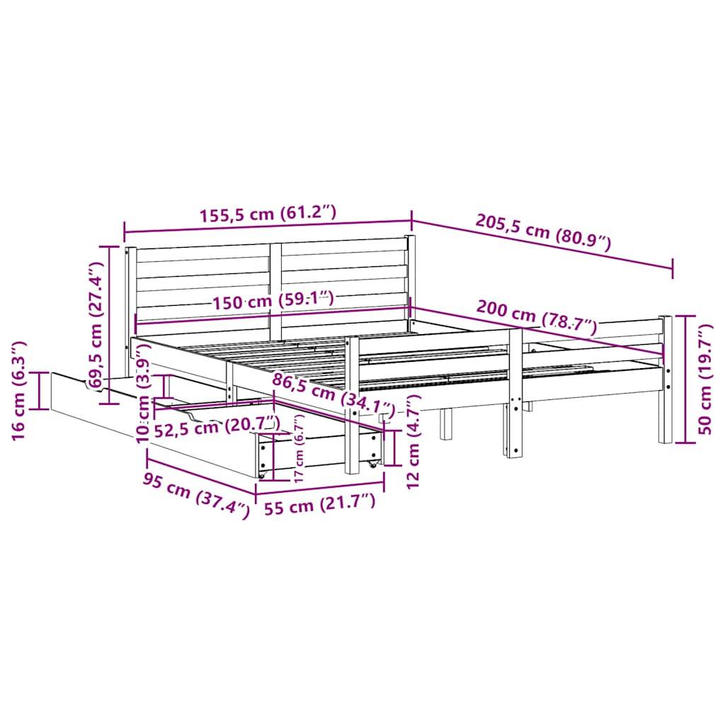 vidaXL Massivholzbett ohne Matratze Weiß 150x200 cm Kiefernholz