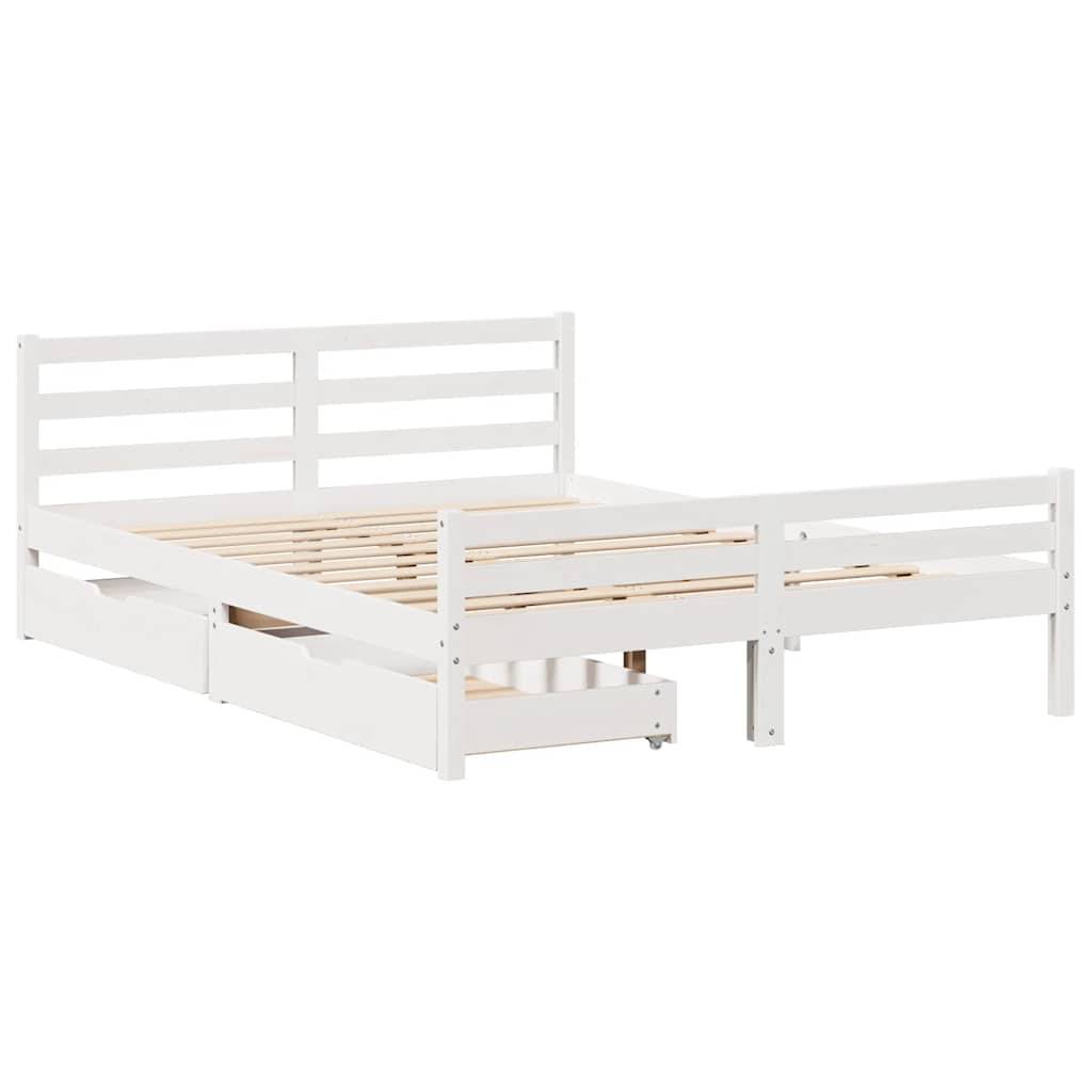 vidaXL Massivholzbett ohne Matratze Weiß 150x200 cm Kiefernholz